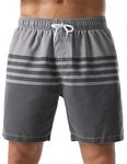 Nonwe Men's Swim Trunks Beachwear Outdoor Quick Dry Retro Soft Washed Drawstring Board Short, Gray-287, 40