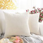 MERNETTE Pack of 2, Corduroy Soft Decorative Square Throw Pillow Cover Cushion Covers Pillowcase, Home Decor Decorations for Sofa Couch Bed Chair 20x20 Inch/50x50 cm (Cream)