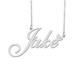 Silver Jake Name Necklace Heart Charm Pendant Stainless Steel Mother Day Jewelry for Best Friends Familys 16"