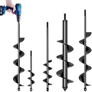 Auger Drill Bit for Planting,4 Pack Garden Ground Earth Spiral Drill Bit for 3/8" Hex Drive Drill, Auger Drill Bits for Bulbs Planting, Hole Digger Flowers,Bedding Digging Plant Rapid Planter Tool