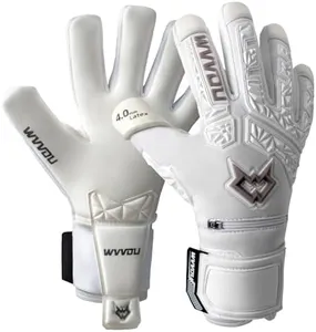 WVVOU Soccer Goalie Gloves for Adults and Youth, High Performance Goalkeeper Gloves with 5 Detachable Finger Saves, Soccer Gloves with 4mm Sticky Latex Palm (White, 8)