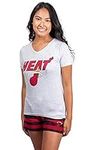 Ultra Game NBA Miami Heat Womens Sleepwear Soft Tee Shirt & Flannel Shorts Loungewear Pajama Set, Team Color, Large