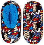 High Point Designs Superman DC Boys Fuzzy Babba Slipper Socks Size Medium/Large (13-14) Blue, Red