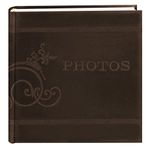 Pioneer Photo Albums Embroidered Scroll and inches Photos inches Sewn Leatherette Cover Photo Album, Brown,