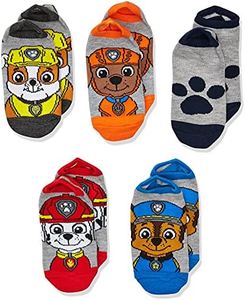 PAW PATROL boys Paw Patrol 5 Pack No Show Casual Sock, Grey Assorted, 6 9 US