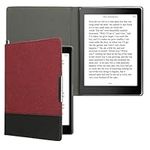 kwmobile Case Compatible with Kobo Aura ONE - PU Leather and Canvas e-Reader Cover - Dark Red/Black