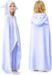 ZIONOR Hooded Towel for Kids - 35'' x 50'' Extra Large Bath Towels for Kids 3-10 Yrs, Premium Soft Towels for Boys Girls, Rayon Made from Bamboo (Purple, Shark)