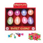 Balloon Dart Carnival Game - Wooden Box With a Carnival Theme The Box Measures 16.5” x 12.5” x 4.5” Included Are 300 Balloons & 6 Colorful Darts & Adhesive Dots - Great for Birthdays Events, Parties