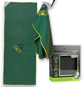 Multi-Function Magnetic Golf Towel with Dual Wash Pockets, Magna-Anchor Technology, Waffle Pattern, Ball Scrubber – Perfect Golf Gift for Men & Women (16" x 40", Augusta Green, with Magnet)