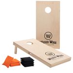 Wicked Wood Games Official Cornhole Set 120x60cm (4’x2’) | Competition Size | Including 2 Boards + 2x4 Bags (Orange & Black) | Wicked Wood Print | Outdoor Use (Wicked Wood)