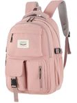 FIORETTO Lightweight School Backpack Womens, Cute School Bag for Girls, Laptop Rucksack Backpack for School Casual Daypacks Travel Backpack for College Work Pink