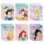 24 PCS Princess DIY Stickers Gift Set for Kids, Princess Theme Make a Face Art Craft Birthday Party Decorations, Make Your Own Sticker for Party Goodie Bags, Princess Party Supplies Party Favours