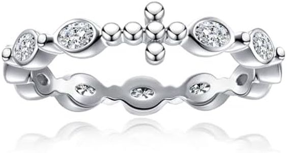 AimiIee Oval Cut Moissanite Eternity Rings Cross Wedding Bands D Color VVS1 Clarity 925 Sterling Silver Vintage Bezel Anniversary Band Ring for Unisex Women Men Couples with Certificate Size 6.5