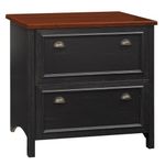 Bush Stanford Collection 2 Drawer Lateral File Wood Storage Cabinet in Antique Black and Cherry