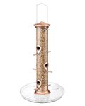 iBorn Bird Feeders Seed Catcher for Outside Hanging 6 Port Bird Feeder for Cardinal Birds Aluminium Metal,Brushed Copper Finishing 14 Inch 6 Port (Seed is not Included)