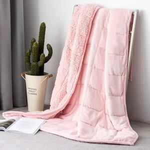 Topblan Sherpa Fleece Weighted Blanket 20lbs, Uniformed Color with Fuzzy Fleece and Shaggy Sherpa to Help with Better Sleep, 60x80 inches, Pink