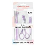 Plush 3-in-1 Professional Eyebrow Grooming Kit | Eyebrow Razor | Eyebrow Scissor Comb | Tweezer | For Instant & Painless Hair Removal At Home or On The Go | Precise & Safe Eyebrow Grooming Set