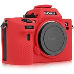 STSEETOP Camera Case for Sony A7III A7RIII Sony ILCE-7RIII A73 A7R3- Protective Silicone DSLR Skin Cover, Detachable Cage, Shockproof, Dustproof (Red)