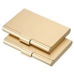 PATIKIL Business Card Holder, 2 Pack Aluminum Metal Card Case Professional Pocket Card Holder for Name Card Credit Card, Gold