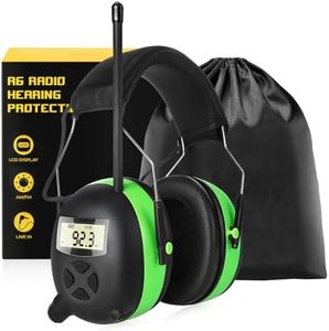 BJKing AM/FM Radio Headphones with Digital Display, 30dB AM FM Hearing Protection Safety Ear Muff, Ear Protection Headphone for Mowing, Landscaping, Shooting and Construction Black-Green