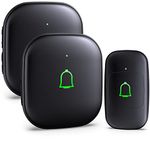 Doorkit Wireless Doorbell with 2 Receivers IP66 Waterproof 1000 Feet with 32 Chimes 115dB 7 volume levels Mute Mode & LED Flash Doorbell Ringer Wireless for Kids Room Teachers Classroom Home Office