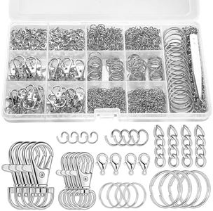 BESARME 1130PCS Keychain Making Kit Jump Rings for Jewelry DIY Key Chain Supplies with Keyrings Bulk, Metal Lobster Claw Clasp, Swivel Snap Hook, Extender Chain for Crafts Accessories(Silver)
