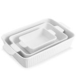 Swuut Casserole Dishes Set for Oven 33 x 23.5cm 13x9 inch, 4000ml Porcelain Baking Dishes, Ceramic Bakeware 3pcs Set,Kitchen Rectangular Deep Lasagna Pans with Handle