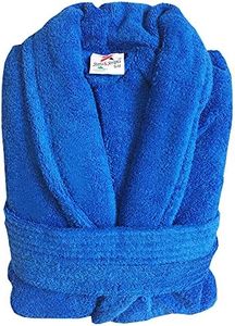Stars and Stripes Organic Ecological Sustainable Royal Blue Cotton Terry Towel Plain Bathrobe (S/M)