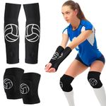 Hungdao Volleyball Knee Pad and Volleyball Arm Sleeve Volleyball Pad Volleyball Accessories Stuff Forearm Elbow Sleeve with Protection Pad Thumb Hole for Women Girl Boy Youth Teen(2 Pairs, Stylish)