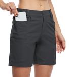 Willit Women's Shorts Hiking Cargo Golf Shorts Outdoor Summer Stretch Shorts with Pockets Water Resistant Deep Gray L