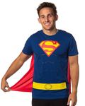 DC Comics Superman Cosplay Blue T-Shirt With Cape