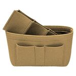 Advance Geotextiles Women Felt Purse Organizer Insert for Ladies Handbag, Tote, Hobo Bag Storage Purse Divider, Multiple Storage Compartment - Beige(8.85x4.5x5.5) inch (Small)