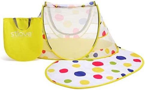 STLOVe Travel Cot Foldable Pop Up Portable Ultralight Weight Baby Beach Tent Infant Crib Mosquito Net Travel Bed Include Blanket Prevent Urine Penetration Peach Skin Velvet 111 * 68.5 * 49cm Yellow