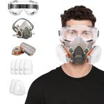 Flexi Madhav Gas Mask Set Respirator with Filters and Goggle Activated Carbon Mask Gas Mask Paint Respirator for Epoxy Resin, Wall Painting, Welding, Polishing, Spraying,