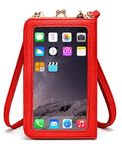 MOCA Girls Women's Touch Screen wallet sling bag for with Mobile Cell Phone holder Pocket Wallet Hand Purse Clutch Crossbody Sling Cell Phone wallet for Womens Girls (Red)