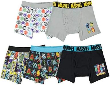 Marvel Boys' Avengers Assorted Hero Prints Including Iron Man, Hulk, Thor & More in Size 4, 6, 8, 10, 12, 5-Pack 100% Cotton Boxer Brief