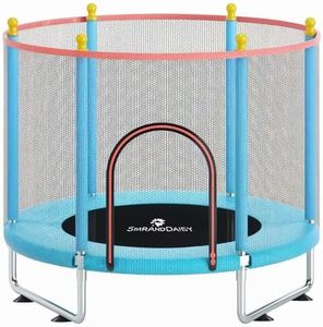 StarAndDaisy 55-Inch Trampoline with Safety Net and U-Shaped Legs for Kids and Adults/Indoor and Outdoor Use/Strong 120KG Weight Capacity/Durable Stainless Steel Frame and Legs (Blue Economy)