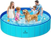 SLOOSH Foldable Dog Kiddie Pool - Portable Hard Plastic Doggie Swimming Pool, Anti-Slip Collapsible Pets Bath Tub Suitable for Kids Toddler Indoor Outdoor Backyard Use (Blue, 71" x 12")
