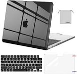 MOSISO Compatible with MacBook Air 13 inch Case 2024 2023 2022 M3 A3113 M2 A2681 Touch ID, Plastic Hard Case&Keyboard Cover&Screen Film&Pouch Compatible with MacBook Air 13.6 inch Case, Smoke Black