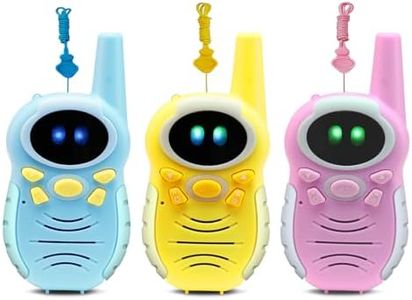 linzezon Walkie Talkies 3 Pack, Long Range 3 Channel with Variable Cool Eyes, Christmas Birthday Gifts for Toddlers