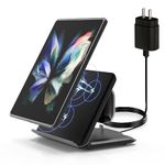 for Samsung Galaxy Z-Fold Wireless Charger: 2 in 1 Fast Wireless Charging Station for Samsung Galaxy Z Fold 6/5/4/3, 3-Coils Charging Stand for Galaxy Buds 3/3 Pro/2/2 Pro, Black(PD Adapter Included)