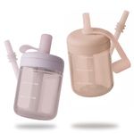 Moonkie Drinking Cup, Drinking Bottle with Straw, Silicone Drinking Cup for Baby and Children, Straw Cup with Lid, Leak-Proof, BPA-Free, Baby Cup ad 6 Months, 5 oz (Duck Lilac/Blush)