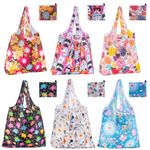 Dyserbuy 6pcs Large Reusable Shopping Bags, Foldable Shopping Bag, Washable Grocery Bags Folding in Pouch, Waterproof Tote Shopping Bag, for Daily Shopping Groceries, Travel, Outdoors Storage