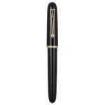 Jinhao 9016 Fountain Pen Fine Point, Dadao Series Black Acrylic Heartbeat Nib with Large Converter for Writing, Signature and Calligraphy