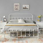 Yaheetech Classic Metal Platform Bed Frame Mattress Foundation with Victorian Style Iron-Art Headboard/Footboard/Under Bed Storage/No Box Spring Needed/Full Size White