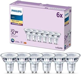 PHILIPS LED Classic Spot Light Bulb 6 Pack [Warm White 2700K - GU10] 50W, Non Dimmable. for Home Indoor Lighting