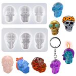 Voyyphixa 6 PCS Skull Silicone Molds for Epoxy Resin Horror Skeleton Resin Molds for Resin Casting Art Crafts, Home Decoration, Pendants Bracelet, Candle Mould for Candle Making (Skull Mold)