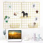 GBYAN 2 Pack Wall Grid Panel with Clips Hanging Photo Display Shelf Wire Notice Board Metal Grid Rack Art Organizer Home, Office & Kitchen Décor Mesh Picture Board