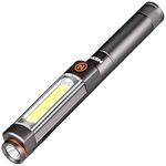 NEBO Franklin Dual 500 Lumens Flashlight | Black LED Rechargeable Dual Work Light & Spot Light | 7 Lighting Modes with Magnetic Base, NEB-WLT-0022-G , White