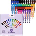 36 White Board Markers Dry Erase Marker Set | Magnetic Eraser, Skinny Fine Point, Colorful Dry Erase Markers | Magnet Whiteboard Markers, Odorless, Non-Toxic for Kids, Teachers, Office, School